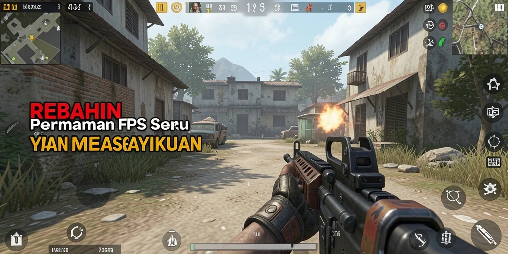 Tangkapan layar gameplay seru di REBAHIN yang menunjukkan aksi FPS mendebarkan.
