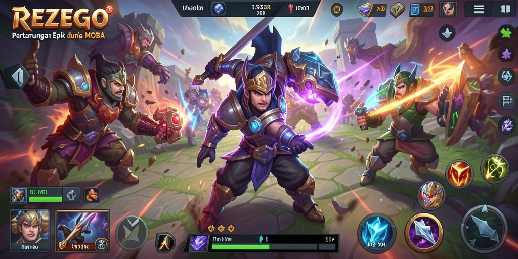 Tampilan gameplay yang mendebarkan dalam pertarungan tim di REZEGO.